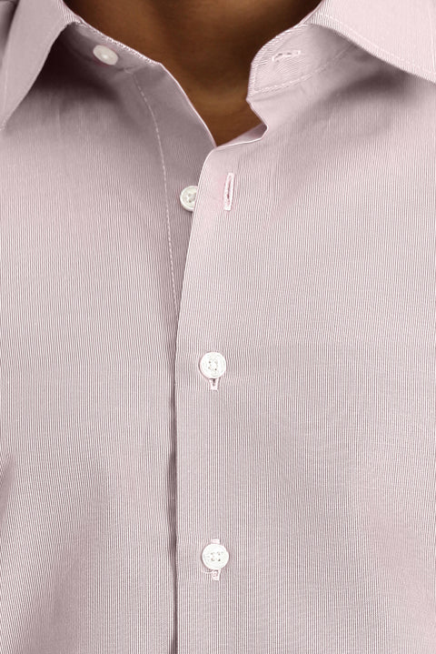 Light Burgundy Long Sleeve Slim Fit Classic Collar Cotton Easy-Iron Patterned Shirt