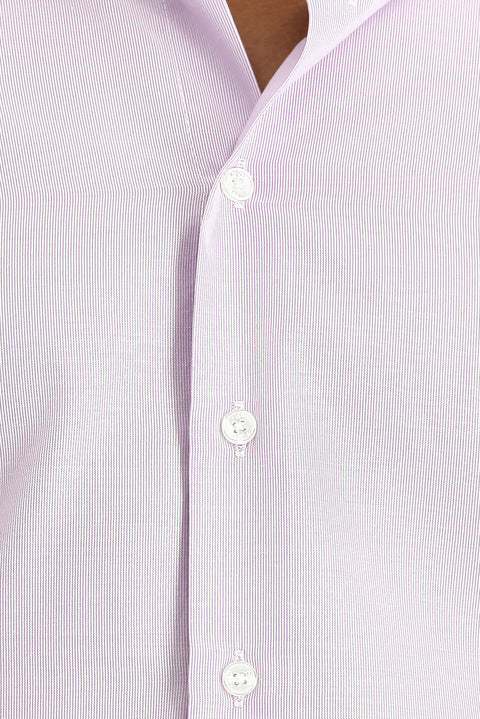 Toz Pembe Uzun Kol Slim Fit Klasik Yaka Pamuklu Kolay Ütülenebilir Desenli Gömlek