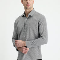 Black Long Sleeve Slim Fit Narrow Cut Classic Patterned Cotton Easy Iron Shirt