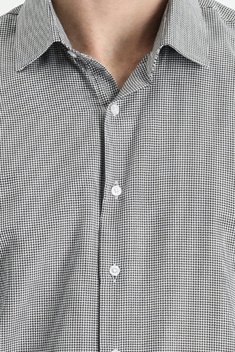 Black Long Sleeve Slim Fit Narrow Cut Classic Patterned Cotton Easy Iron Shirt