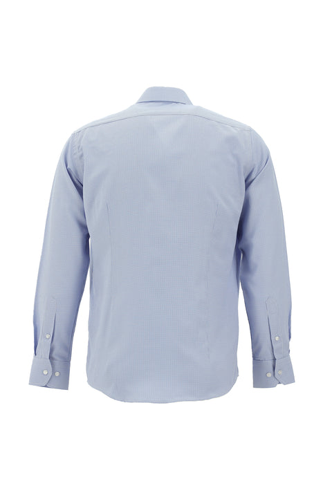 Light Blue Long Sleeve Slim Fit Narrow Cut Classic Patterned Cotton Easy Iron Shirt