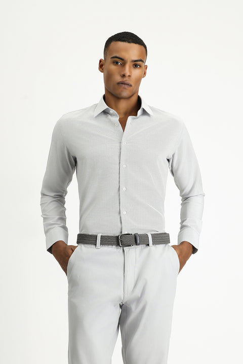 Black Long Sleeve Slim Fit Classic Collar Cotton Easy-Iron Patterned Shirt