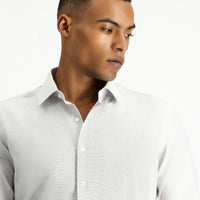 Medium Grey Long Sleeve Slim Fit Classic Collar Cotton Easy-Iron Patterned Shirt