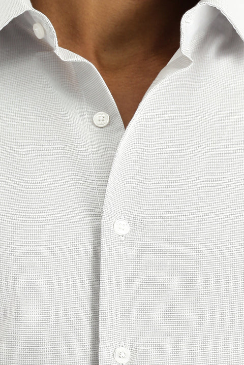 Medium Grey Long Sleeve Slim Fit Classic Collar Cotton Easy-Iron Patterned Shirt