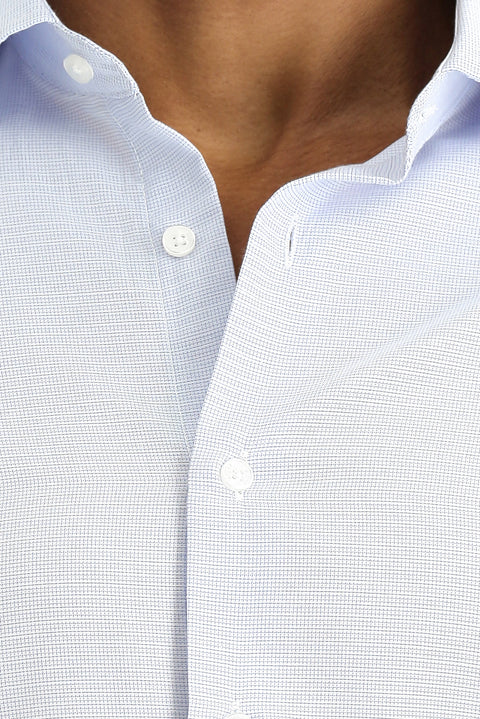 Light Blue Long Sleeve Slim Fit Classic Collar Cotton Easy-Iron Patterned Shirt