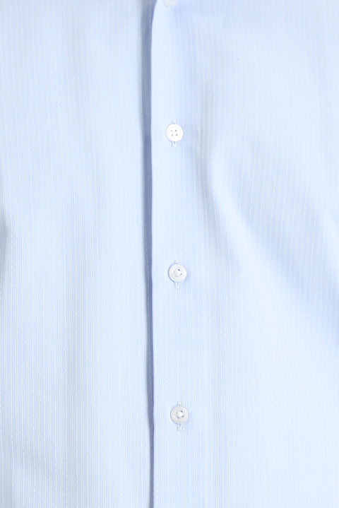 Light Blue Long Sleeve Slim Fit Narrow Cut Classic Patterned Cotton Easy Iron Shirt