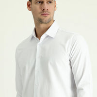 White Long Sleeve Slim Fit Narrow Cut Classic Patterned Cotton Easy Iron Shirt