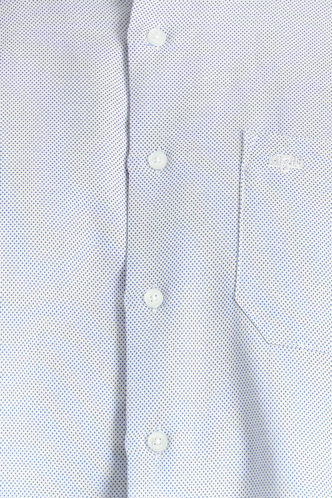 Dark Blue Long-Sleeve Classic Patterned Cotton Shirt