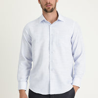Light Blue Long Sleeve Classic Patterned Cotton Easy-Iron Shirt