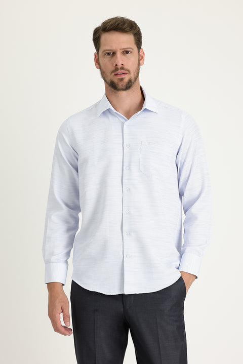 Light Blue Long Sleeve Classic Patterned Cotton Easy-Iron Shirt