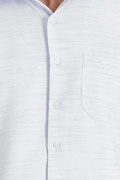 Light Blue Long Sleeve Classic Patterned Cotton Easy-Iron Shirt