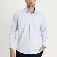 Light Blue Long Sleeve Classic Patterned Cotton Easy-Iron Shirt