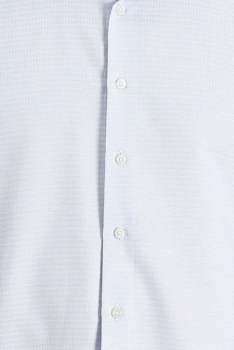 Light Blue Long Sleeve Classic Patterned Cotton Easy-Iron Shirt