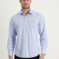 Light Blue Long Sleeve Classic Patterned Cotton Easy-Iron Shirt