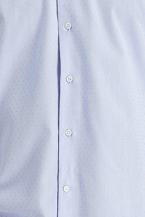 Light Blue Long Sleeve Classic Patterned Cotton Easy-Iron Shirt
