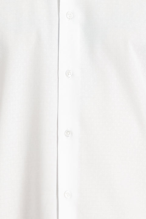 White Long-Sleeve Classic Patterned Cotton Easy-Iron Shirt