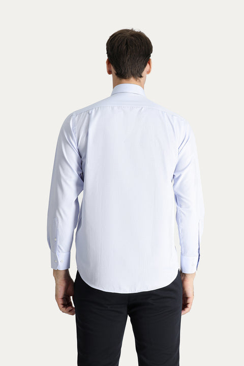 Light Blue Long Sleeve Classic Patterned Cotton Shirt