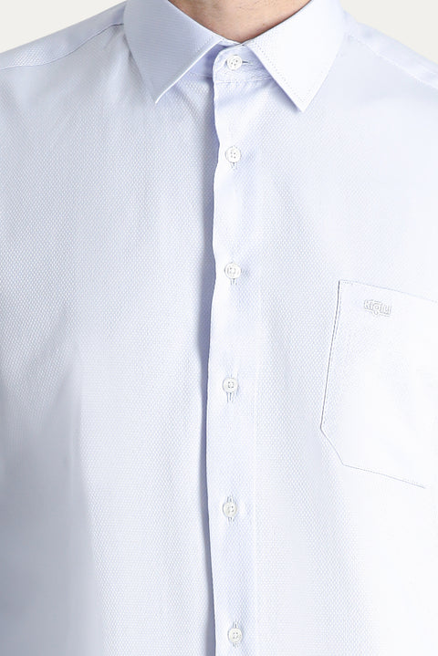 Light Blue Long Sleeve Classic Patterned Cotton Shirt
