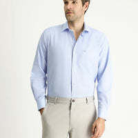 Light Blue Long Sleeve Classic Patterned Cotton Easy-Iron Shirt
