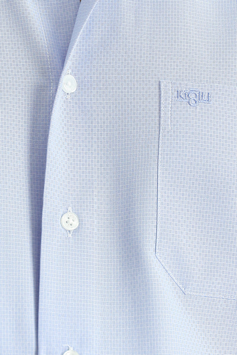 Light Blue Long Sleeve Classic Patterned Cotton Easy-Iron Shirt