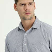 Dark Navy Long Sleeve Classic Patterned Cotton Easy-Iron Shirt