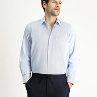 Light Blue Long Sleeve Classic Patterned Cotton Easy-Iron Shirt