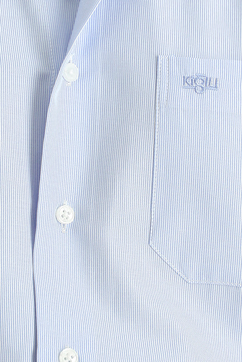 Light Blue Long Sleeve Classic Patterned Cotton Easy-Iron Shirt