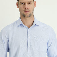 Light Blue Long Sleeve Classic Patterned Cotton Easy-Iron Shirt