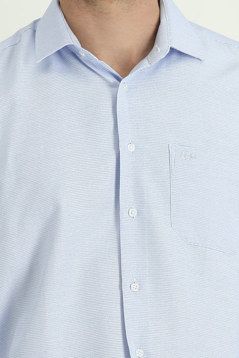 Light Blue Long Sleeve Classic Patterned Cotton Easy-Iron Shirt