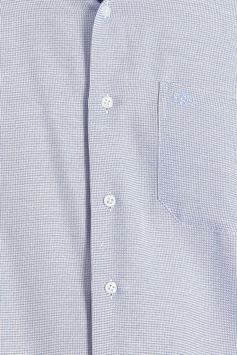 Blue Long-Sleeve Classic Patterned Cotton Easy-Iron Shirt