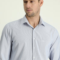 Dark Blue Long Sleeve Classic Patterned Cotton Easy-Iron Shirt