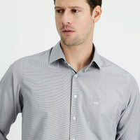 Light Black Long Sleeve Classic Patterned Cotton Easy-Iron Shirt
