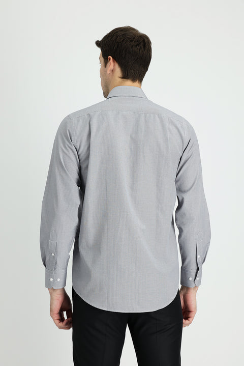 Light Black Long Sleeve Classic Patterned Cotton Easy-Iron Shirt