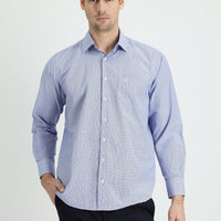 Medium Navy Long Sleeve Classic Patterned Cotton Easy-Iron Shirt