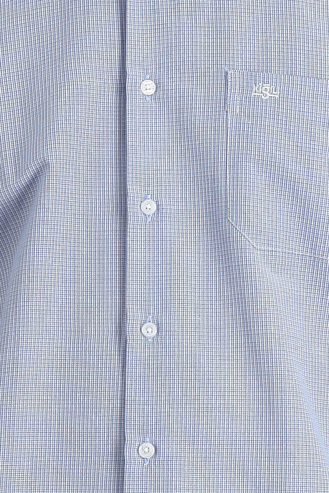 Medium Navy Long Sleeve Classic Patterned Cotton Easy-Iron Shirt