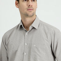 Medium Brown Long Sleeve Classic Patterned Cotton Easy-Iron Shirt