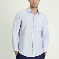 Light Blue Long Sleeve Classic Patterned Cotton Easy-Iron Shirt
