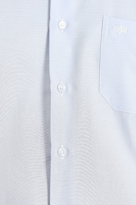 Light Blue Long Sleeve Classic Patterned Cotton Easy-Iron Shirt