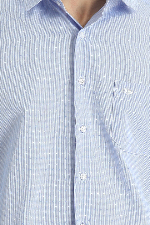 Light Blue Long Sleeve Classic Patterned Cotton Easy-Iron Shirt