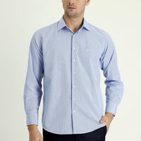 Light Blue Long Sleeve Classic Patterned Cotton Easy-Iron Shirt