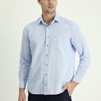 Light Blue Long Sleeve Classic Patterned Cotton Easy-Iron Shirt