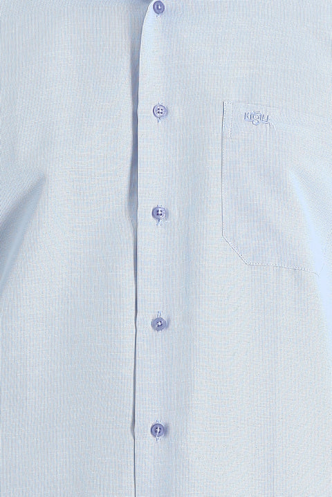 Light Blue Long Sleeve Classic Patterned Cotton Easy-Iron Shirt