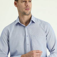 Dark Blue Long Sleeve Classic Patterned Cotton Easy-Iron Shirt