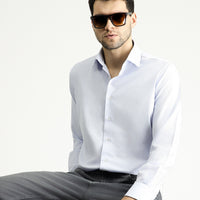 Light Blue Long Sleeve Classic Patterned Cotton Shirt