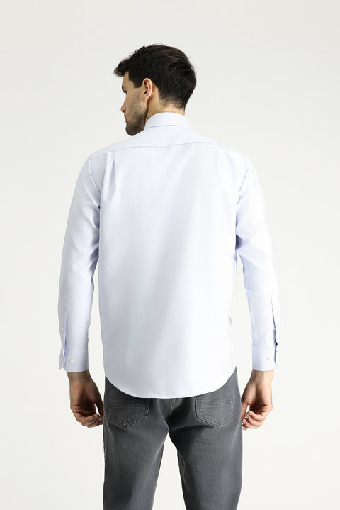 Light Blue Long Sleeve Classic Patterned Cotton Shirt