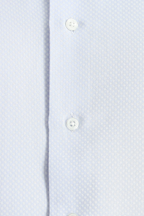 Light Blue Long Sleeve Classic Patterned Cotton Shirt
