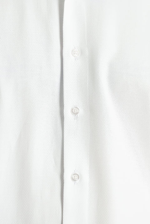 White Long-Sleeve Classic Patterned Cotton Easy-Iron Shirt