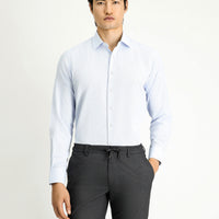 Light Blue Long Sleeve Classic Patterned Cotton Easy-Iron Shirt