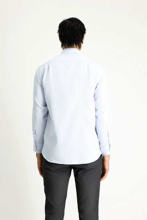Light Blue Long Sleeve Classic Patterned Cotton Easy-Iron Shirt