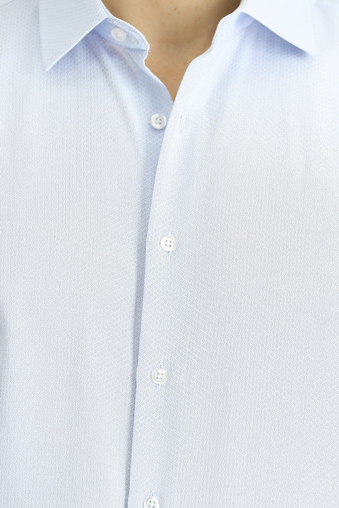 Light Blue Long Sleeve Classic Patterned Cotton Easy-Iron Shirt